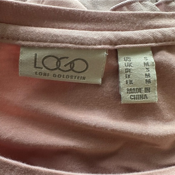 LOGO Lori Goldstein Mauve Sheer Tiered Long Sleeve Oversized Tunic Womens size S - Picture 6 of 7